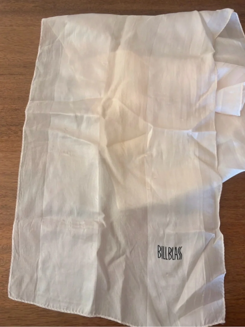 bill blass ivory silk logo scarf 100% silk